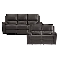 Transitional 2-Piece Reclining Living Room Set with Pillow Arms and Plush Seating