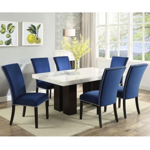 7 Piece Dining Set with Marble Table Top