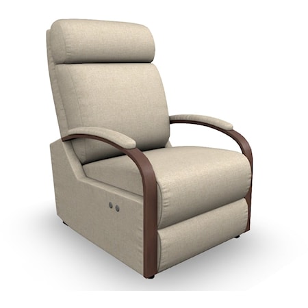 Power Rocker Recliner with Exposed Wood Arms