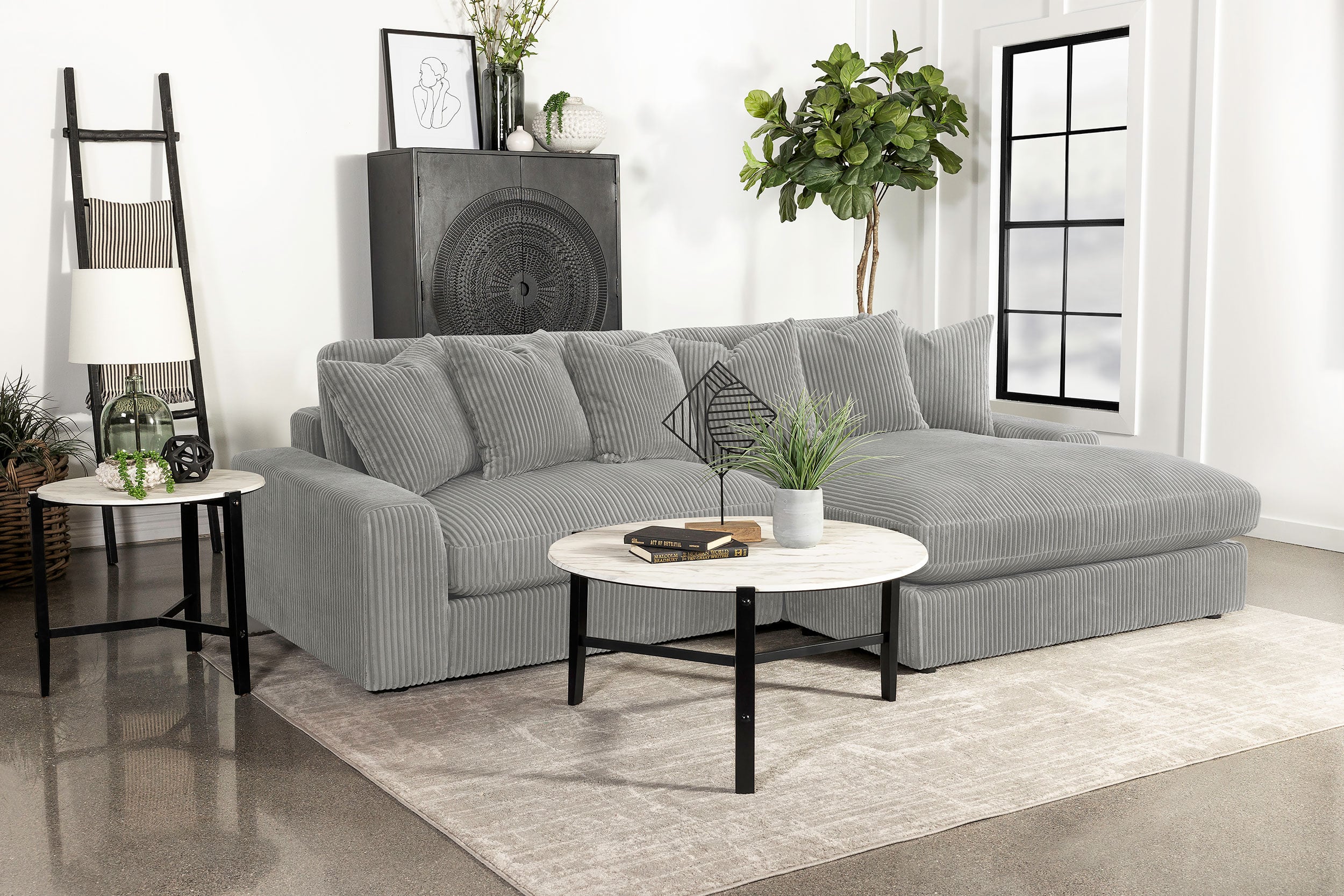 Blaine Reversible Chaise Sectional Sofa Fog