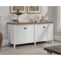 Farmhouse 4-Door Storage Credenza with Slide-Out Shelf