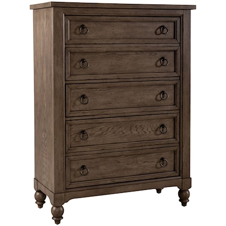 Transitional 5-Drawer Chest with Dovetail Construction