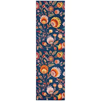 2'3" x 7'6" Navy Multicolor Runner Rug