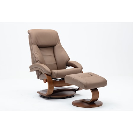 Transitional Recliner with Adjustable Recline and Ottoman