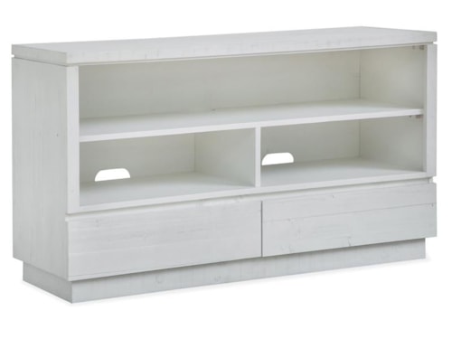 Contemporary 2-Drawer Sofa Table with Open Shelf Storage