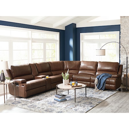 Contemporary Power Reclining Sectional Sofa with Lay-Flat Recline
