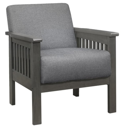 Contemporary Accent Chair with Slat-Supported Wood Arms