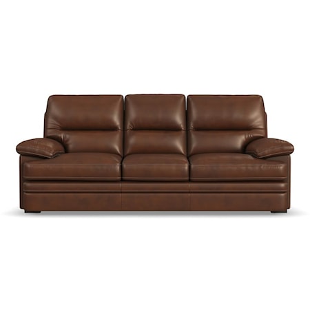 Casual Leather Sofa with Pillow Arms
