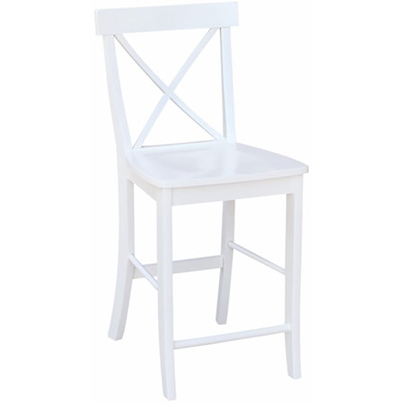 24" X-Back Stool (RTA) in Pure White