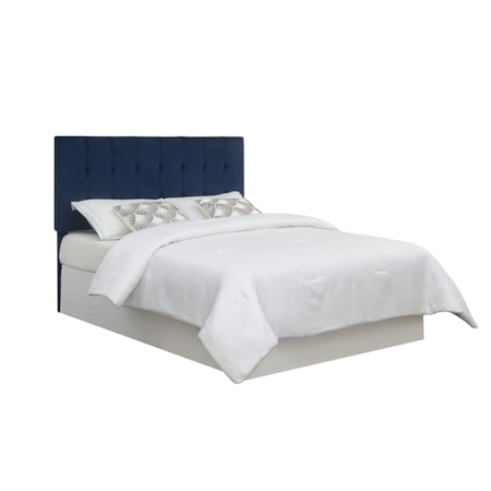 Queen Headboard, Blue Velvet