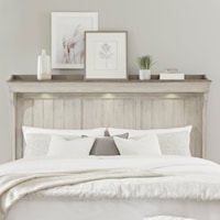 Modern Farmhouse Queen Mantle Headboard with LED Lights
