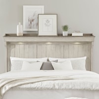 Modern Farmhouse King Mantle Headboard with LED Lights