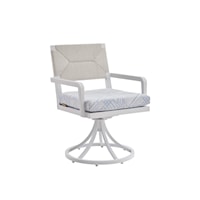 Outdoor Coastal Swivel Rocker Dining Arm Chair with Woven Back