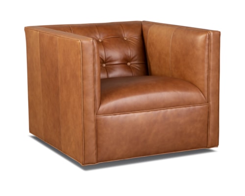 Contemporary Swivel Chair with Tuxedo Arms