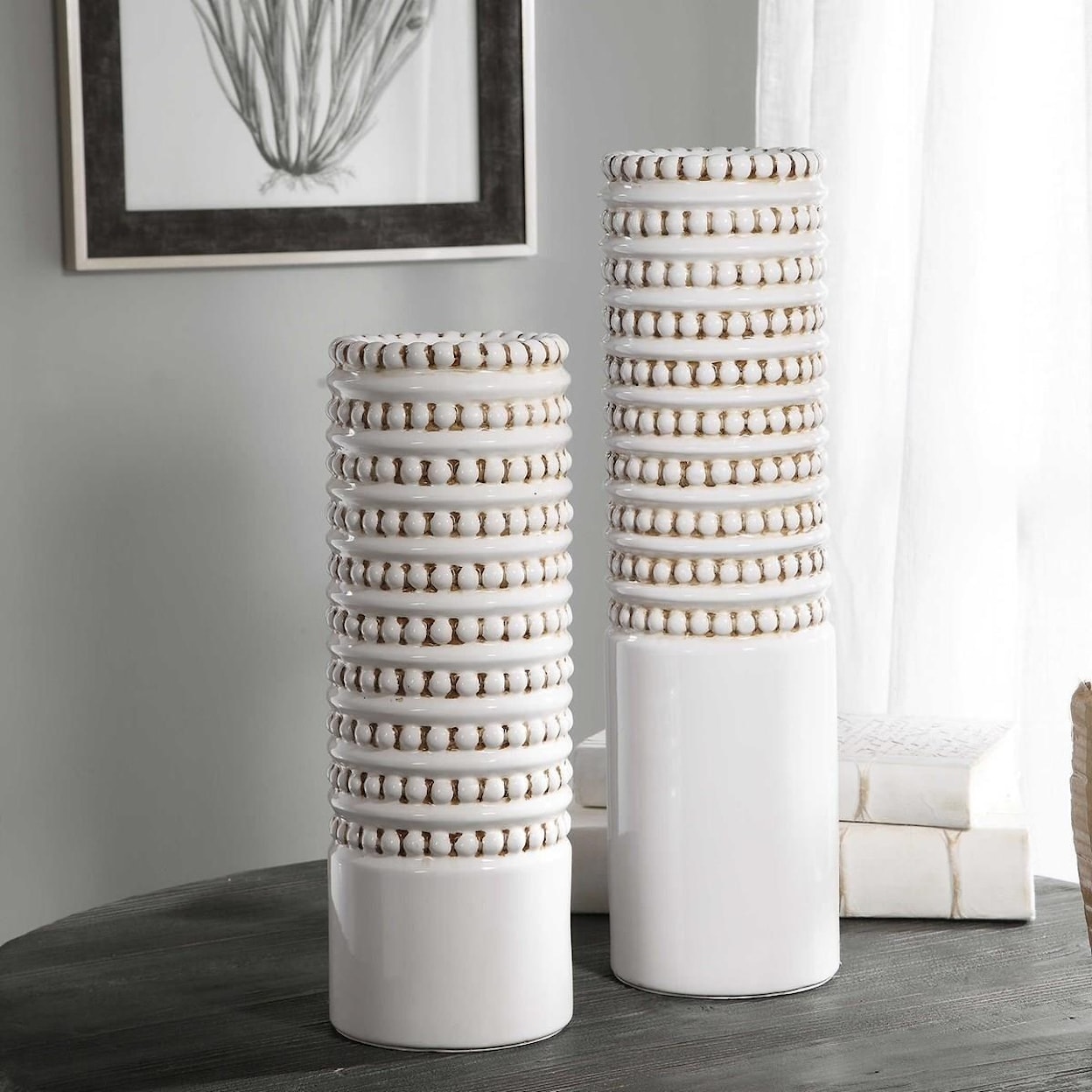 Uttermost Accessories - Vases and Urns Angelou White Vases, Set/2
