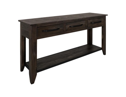 Transitional 3-Drawer Sofa Table with Open Shelf