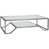 Artistica Artistica Metal Byron Contemporary Rectangular Cocktail Table with Glass Top