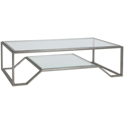 Byron Contemporary Rectangular Cocktail Table with Glass Top