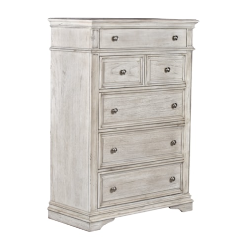 Farmhouse 5-Drawer Bedroom Chest with Pewter Knobs