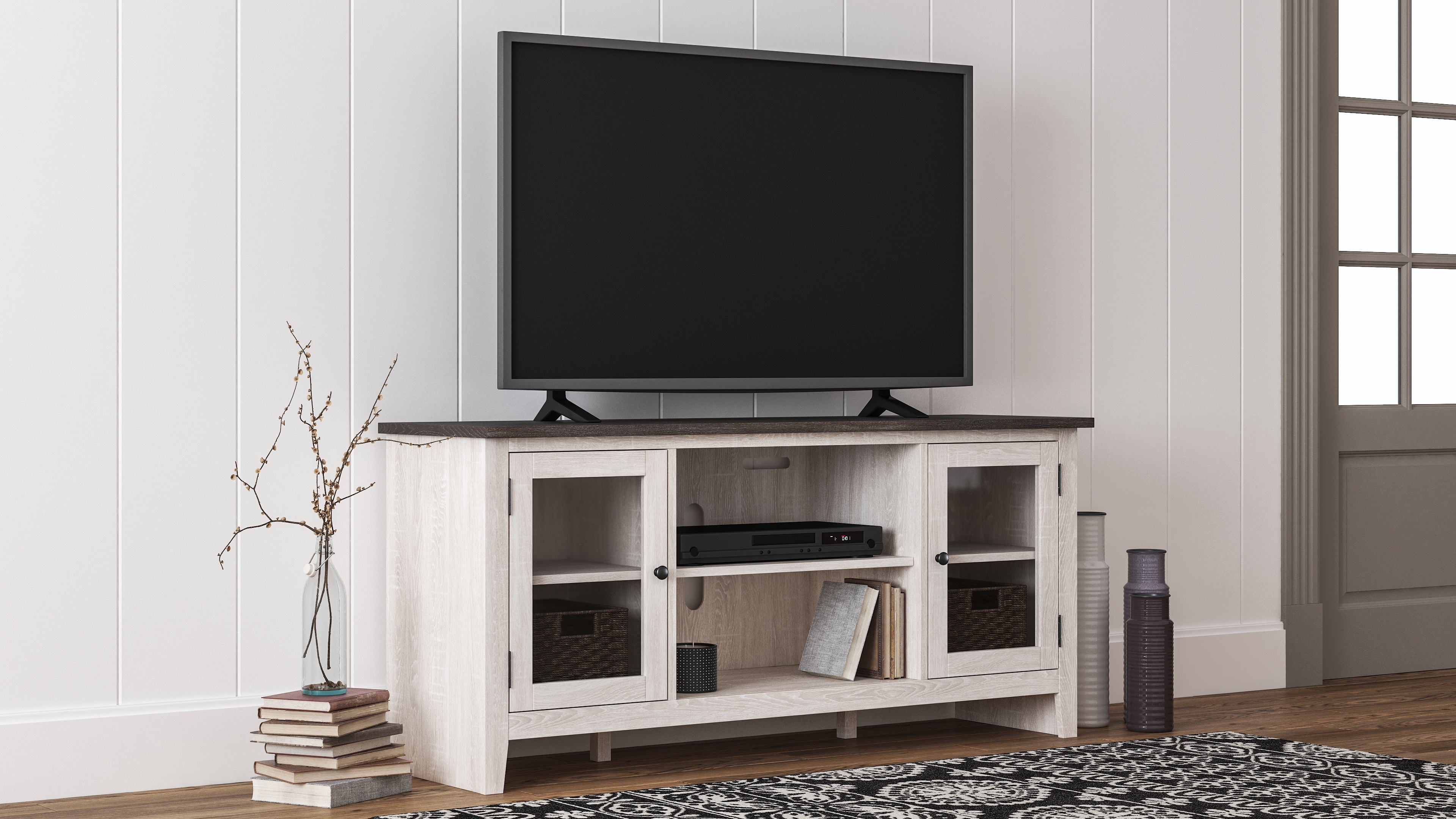 Signature Design Dorrinson Lg TV Stand W/ Fireplace Option