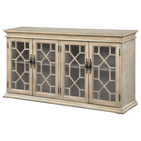 Wood Lattice Storage Accent Cabinet Light