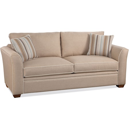 Casual Two Person Stationary Sofa with Exposed Wood Feet