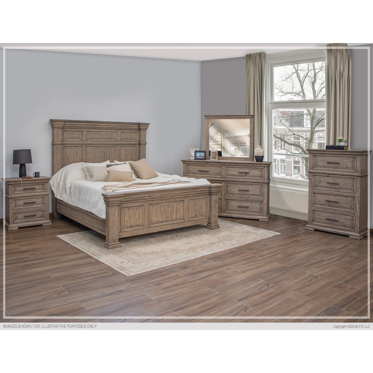 International Furniture Direct Royal Traditional 5-Piece King Bedroom Set