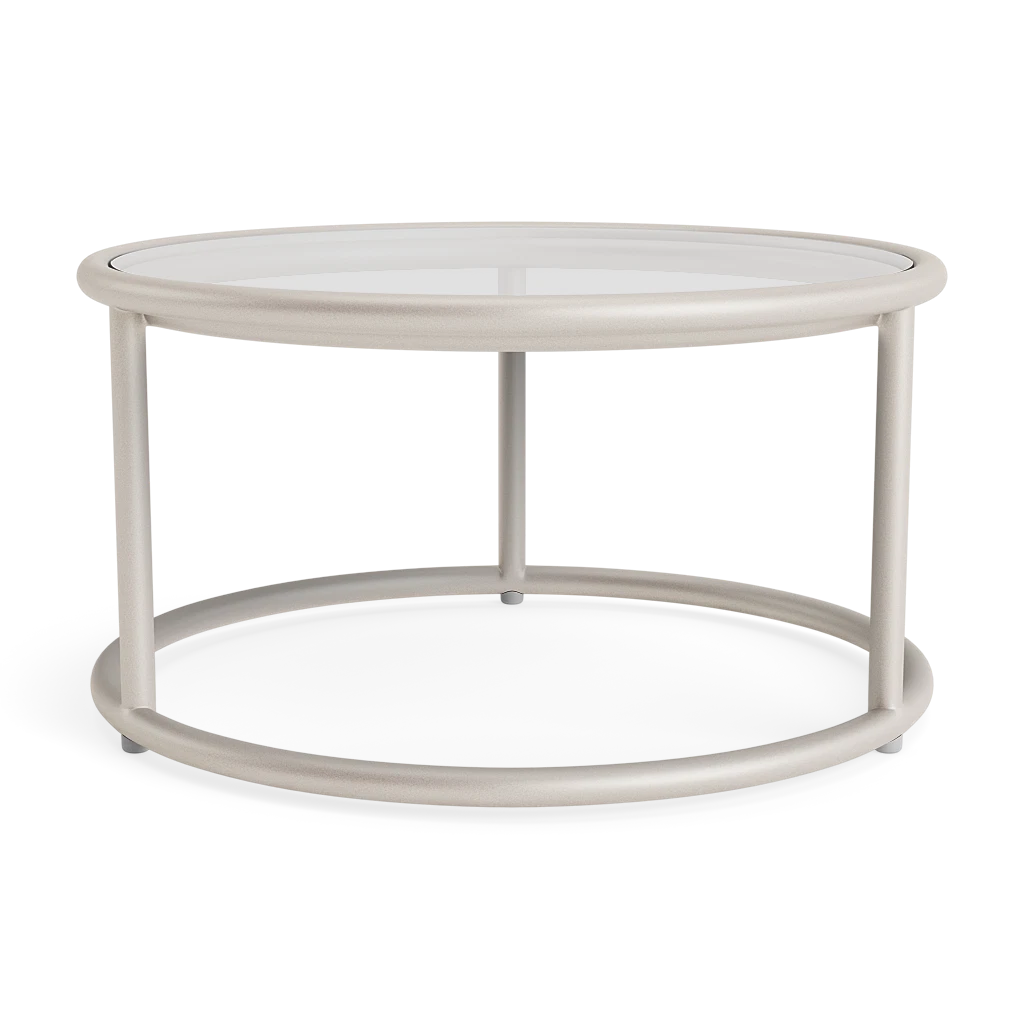 20" Round Aluminum Side Table w/Glass Top