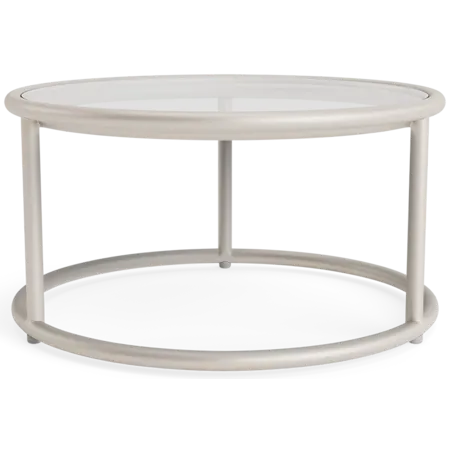 20" Round Aluminum Side Table w/Glass Top