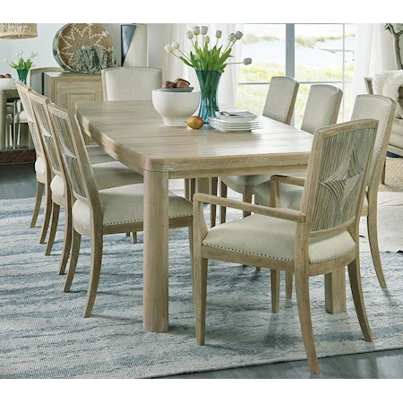 Coastal 9-Piece Dining Table and Chair Set with Table Leaf