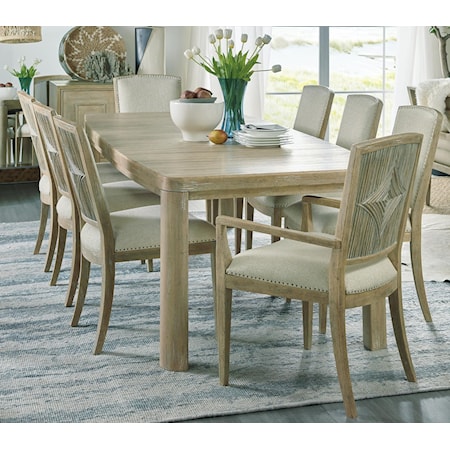Coastal 9-Piece Dining Table and Chair Set with Table Leaf