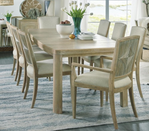 Coastal 9-Piece Dining Table and Chair Set with Table Leaf