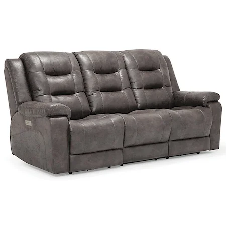 Leighton Casual Power Reclining Sofa with Power Headrest and Lumbar