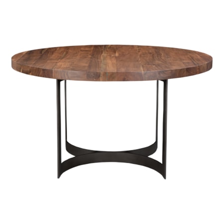 Bent Round Dining Table 54&quot; Natural Brown