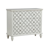 Coastal Farmhouse 3-Drawer Accent Chest with Diamond Patterns
