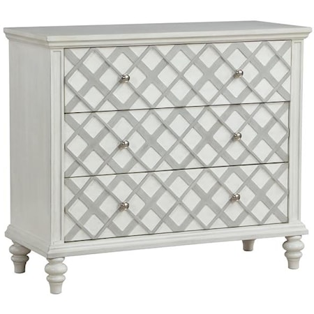 Coastal Farmhouse 3-Drawer Accent Chest with Diamond Patterns