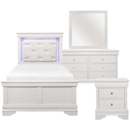 Glam 4-Piece Twin Bedroom Set with LED Lighting