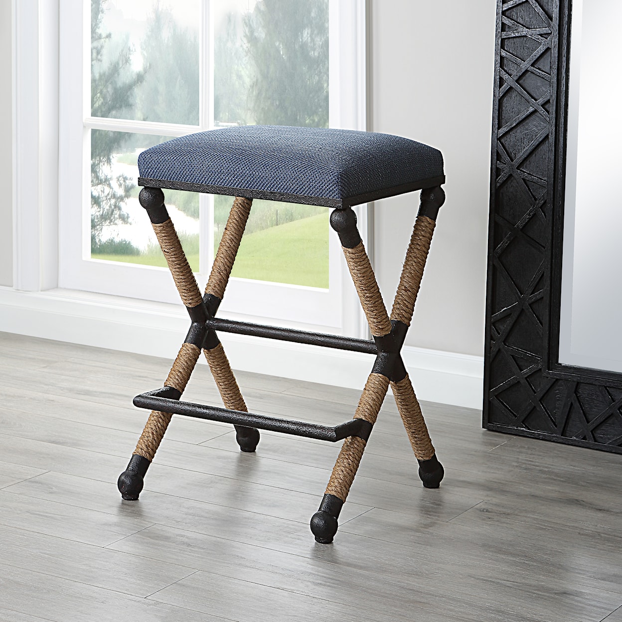 Uttermost Firth Firth Rustic Navy Counter Stool