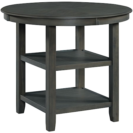 Round Counter Height Dining Table with Shelving