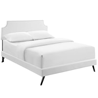 Queen Vinyl Platform Bed with Round Splayed Legs