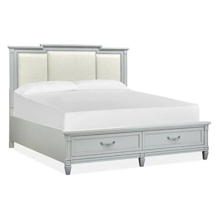 Queen Storage Bed w/Upholstered Headboard