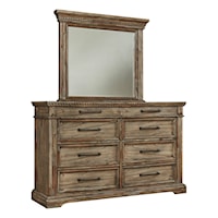 Dresser and Mirror with Dentil Molding