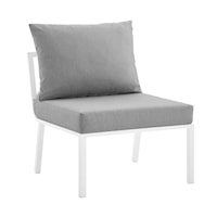 Riverside Coastal Outdoor Patio Aluminum Armless Chair - White/Gray