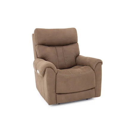 Casual Power Recliner with Power Headrest and Layflat Recline