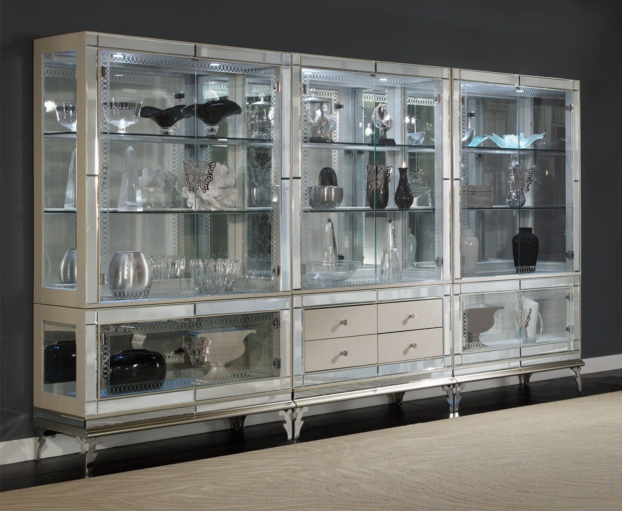 Upholstered 4-Drawer Curio