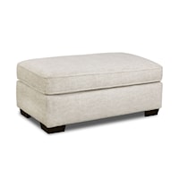 Contemporary Cream Ottoman with Block Legs