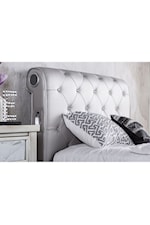 Furniture of America - FOA Juilliard Contemporary Queen Sleigh Bed with Upholstered Frame and Bluetooth Speakers