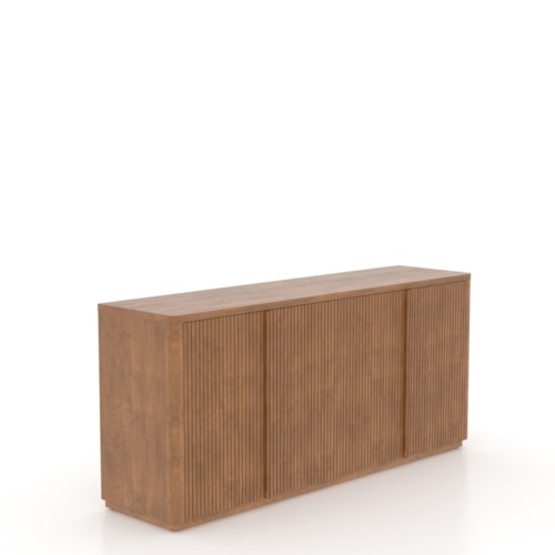 Contemporary Four-Door Grooved Wood Buffet w/Fluted Doors