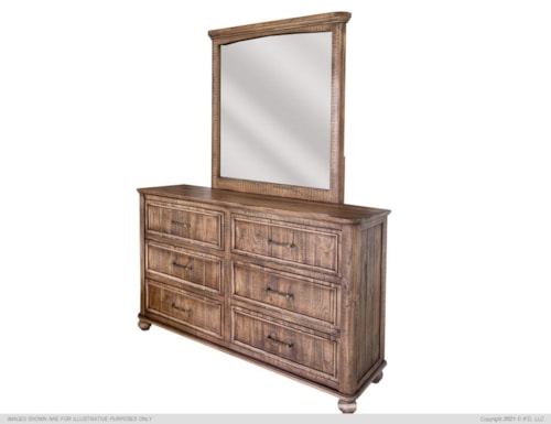 Rustic 6-Drawer Dresser and Mirror Set
