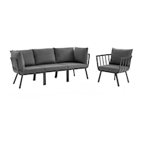 Riverside Coastal 4-Piece Outdoor Patio Aluminum Set - Gray/Charcoal